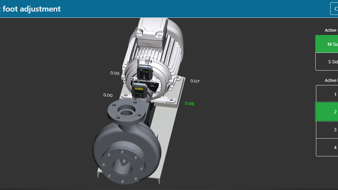 Soft foot adjustment screenshot from the LineLazer alignment app